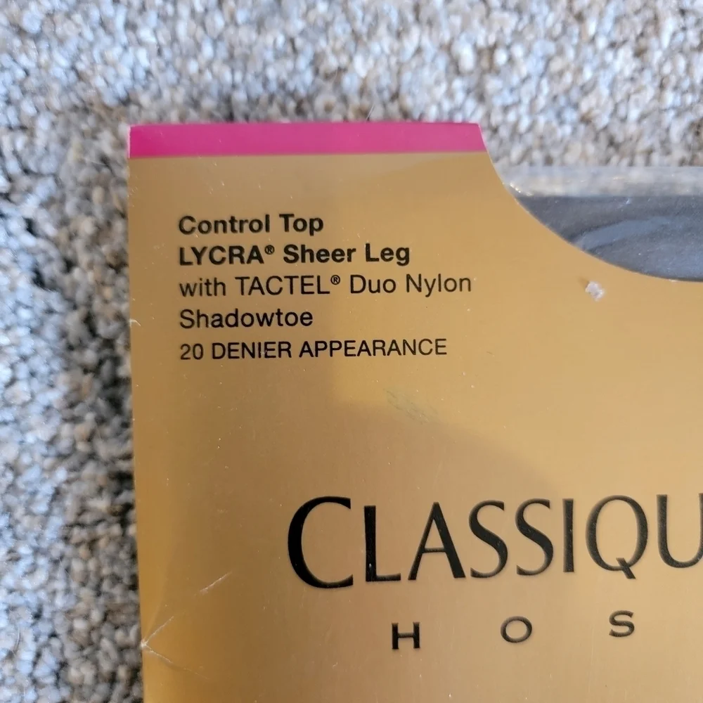 NWT Vintage Classiques Entier Hosiery Lycra Control Top Sheer Dark Gray Size C